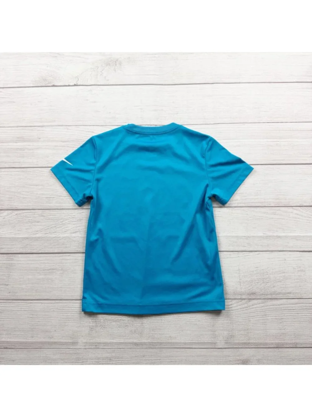 Nike Dri-FIT Kids Blue Logo Short Sleeve Shirt Lightweight Activewear 7